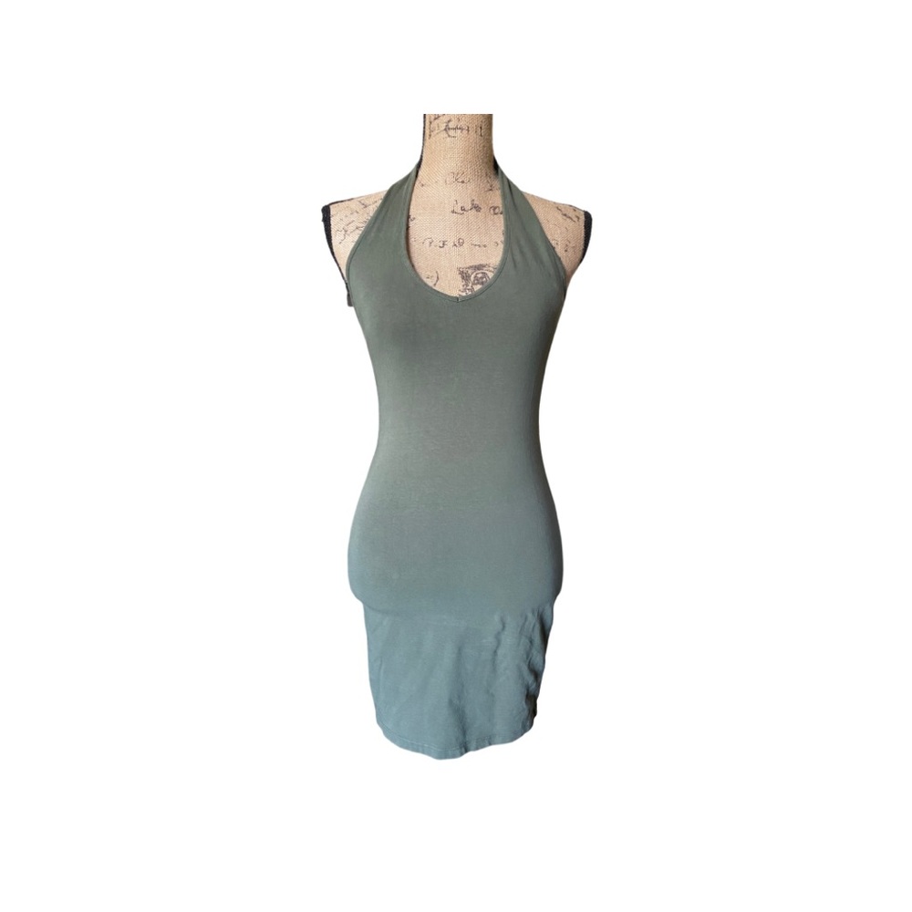 Olive green halter mini dress
